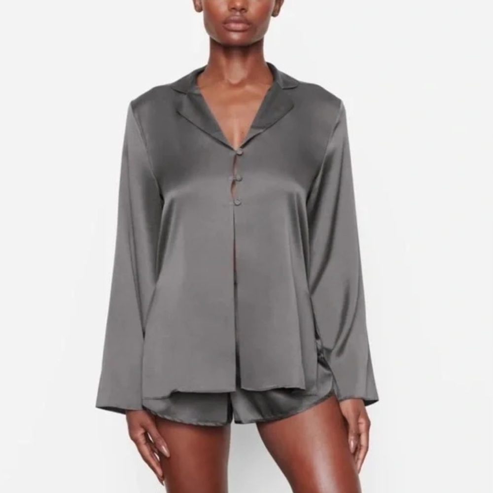 SKIMS Light Green Satin Blouse